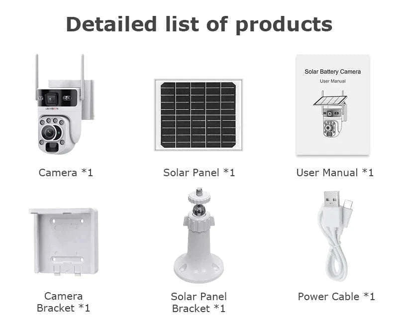 12MP Solar Security Camera with 60X Optical Zoom and Dual Lens-4G Version 60X Zoom / Poland