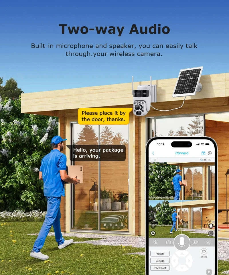 12MP Solar Security Camera with 60X Optical Zoom and Dual Lens-4G Version 60X Zoom / Poland