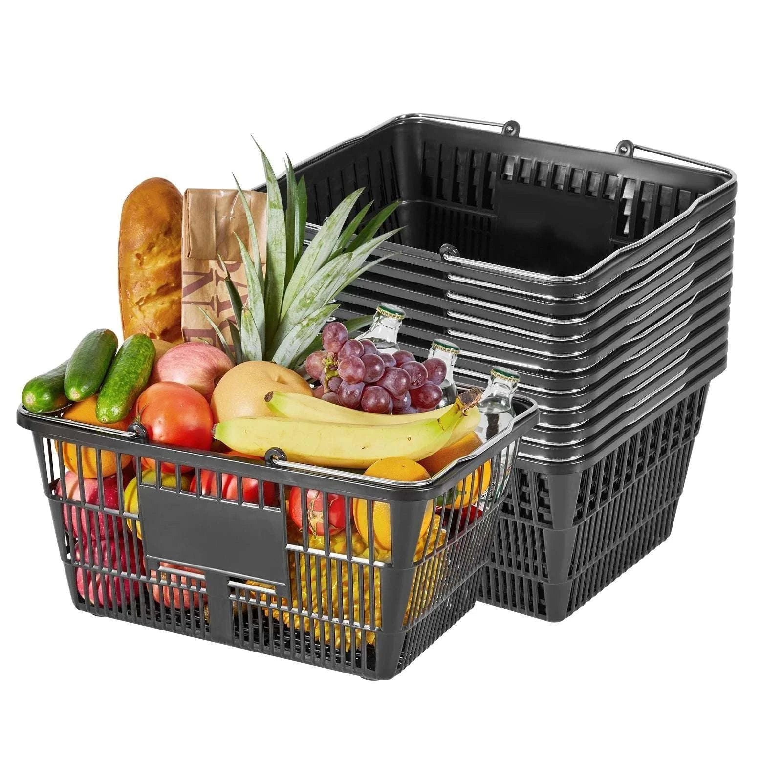 12PCS 21L Stackable Shopping Baskets with Handles for Stores-Red / United States
