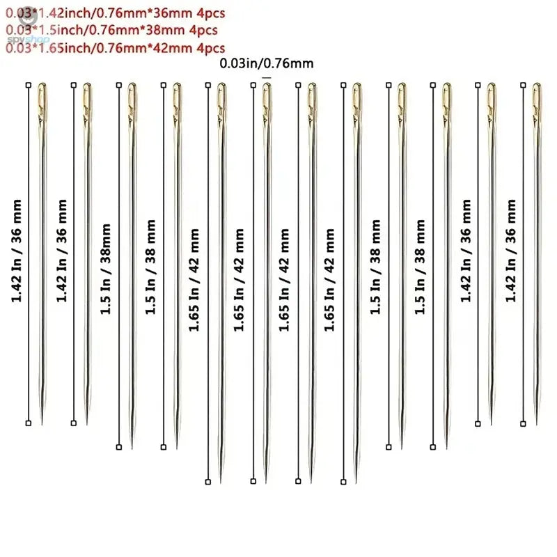 12pcs Blind Needle Elderly Needle-side Hole Hand Household Stainless Steel Sewing Needless Threading Apparel Sewing DIY Spy-shop.com