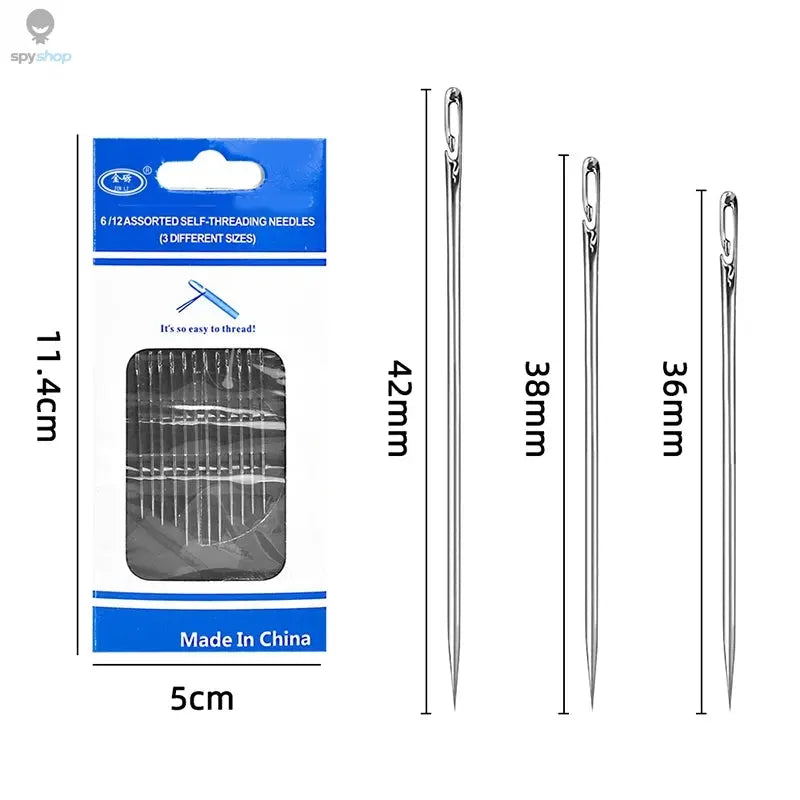 12pcs Blind Needle Elderly Needle-side Hole Hand Household Stainless Steel Sewing Needless Threading Apparel Sewing DIY Spy-shop.com