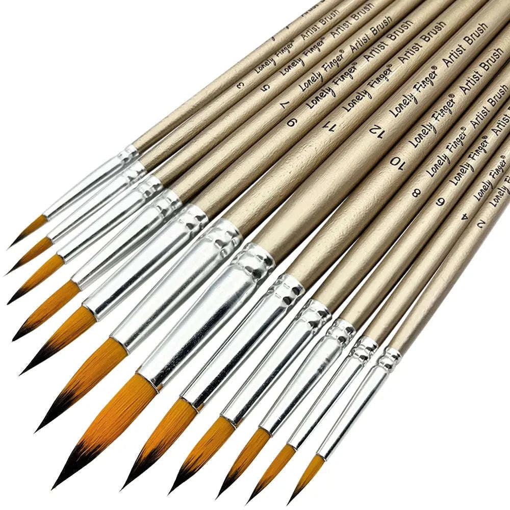 12pcs Professional Round Artist Paint Brush Set-Orange Round