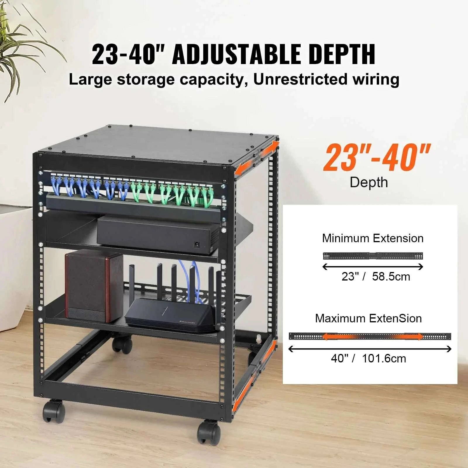 12U Open Frame Server Rack Adjustable Depth Floor or Wall Mount-12U / United States