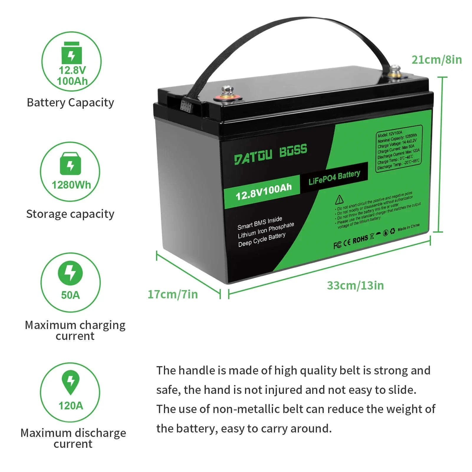 12V 100Ah Deep Cycle LiFePO4 Battery with Built-In BMS-12V100Ah / United Kingdom