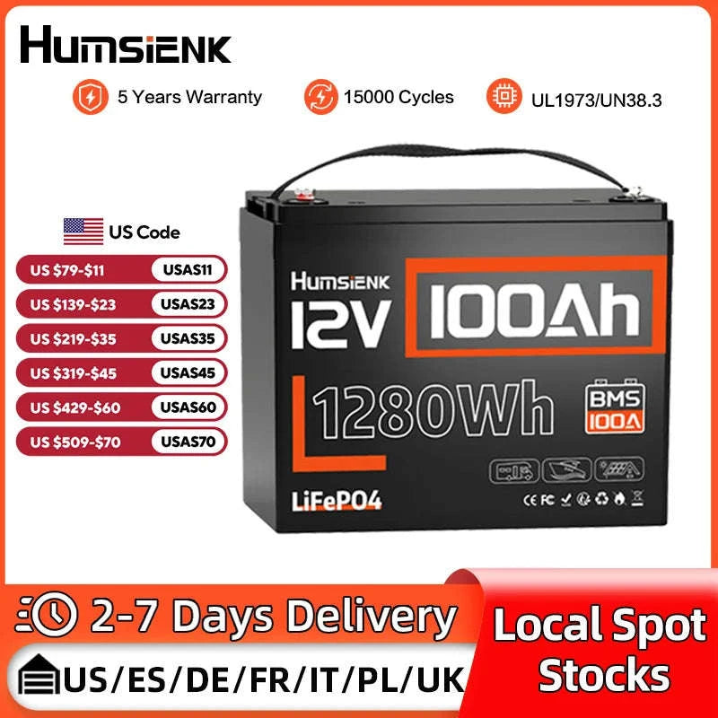 12V 100Ah LiFePO4 Battery with 100A BMS and Low-Temp Protection-12V 100AH / Poland