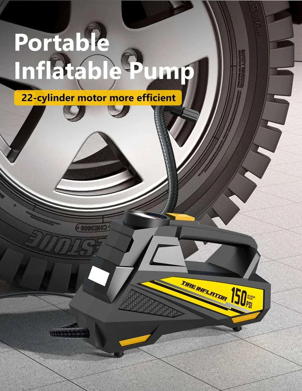 12V 150PSI Corded Car Tire Inflator with LED Light-C3012-1 air pump