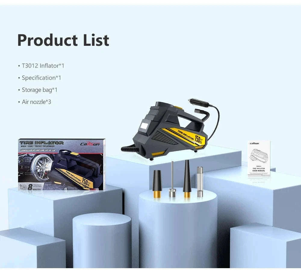 12V 150PSI Corded Car Tire Inflator with LED Light-C3012-1 air pump