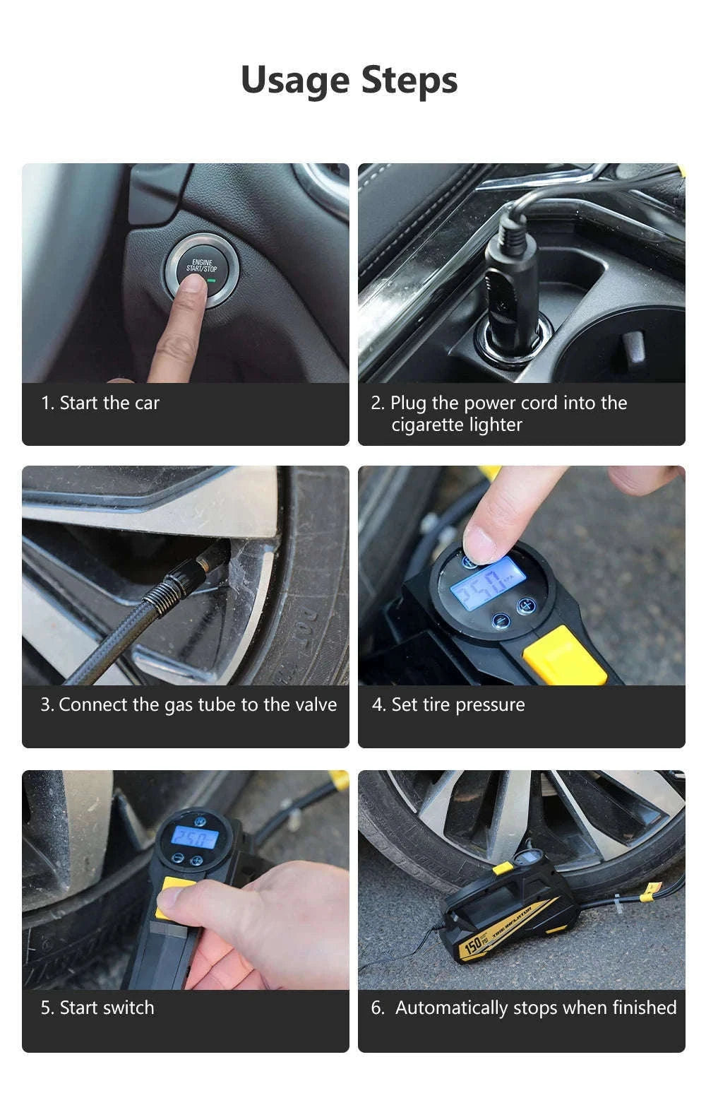 12V 150PSI Corded Car Tire Inflator with LED Light-C3012-1 air pump
