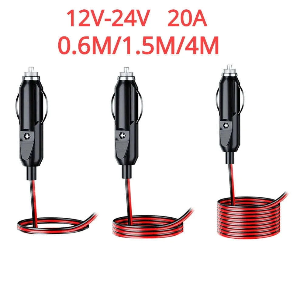 12V 24V Car Cigarette Lighter Plug with Wire, 20A Fused Connector-Germany / 0.6m