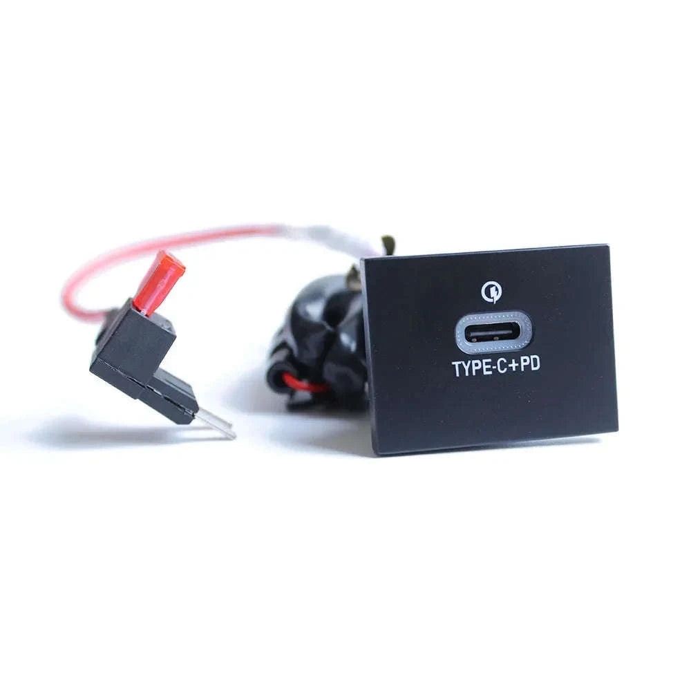 12V/24V Car Phone Charger Socket Double QC3.0 Type-C PD for Focus 2 2004-2011 MK2-Single PD Black