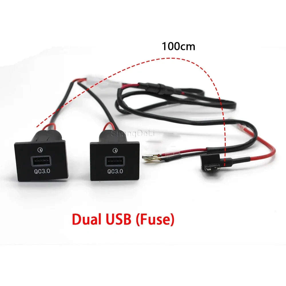 12V/24V Car Phone Charger Socket Double QC3.0 Type-C PD for Focus 2 2004-2011 MK2-Single PD Black
