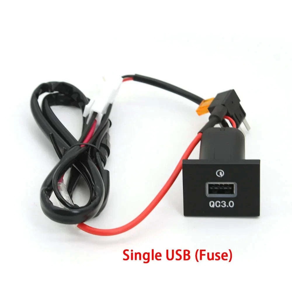 12V/24V Car Phone Charger Socket Double QC3.0 Type-C PD for Focus 2 2004-2011 MK2-Single PD Black
