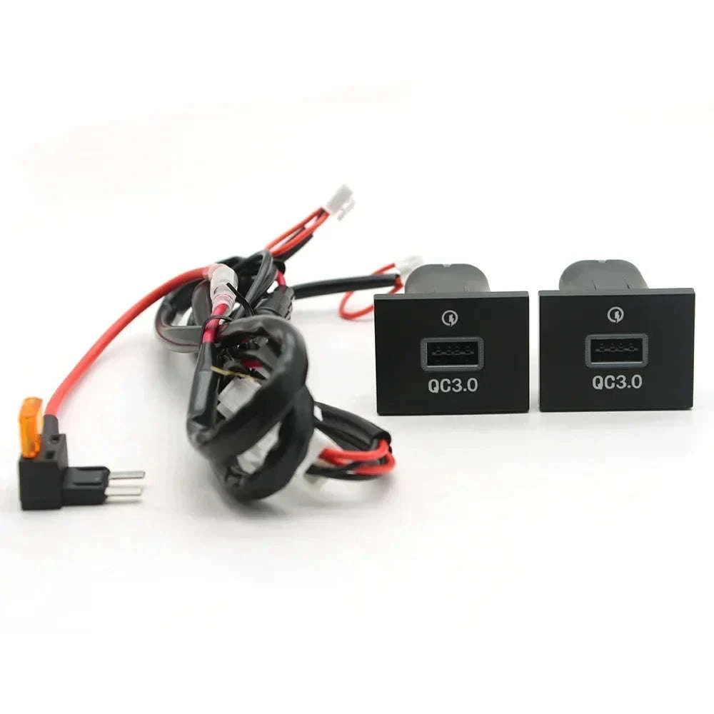 12V/24V Car Phone Charger Socket Double QC3.0 Type-C PD for Focus 2 2004-2011 MK2-Single PD Black
