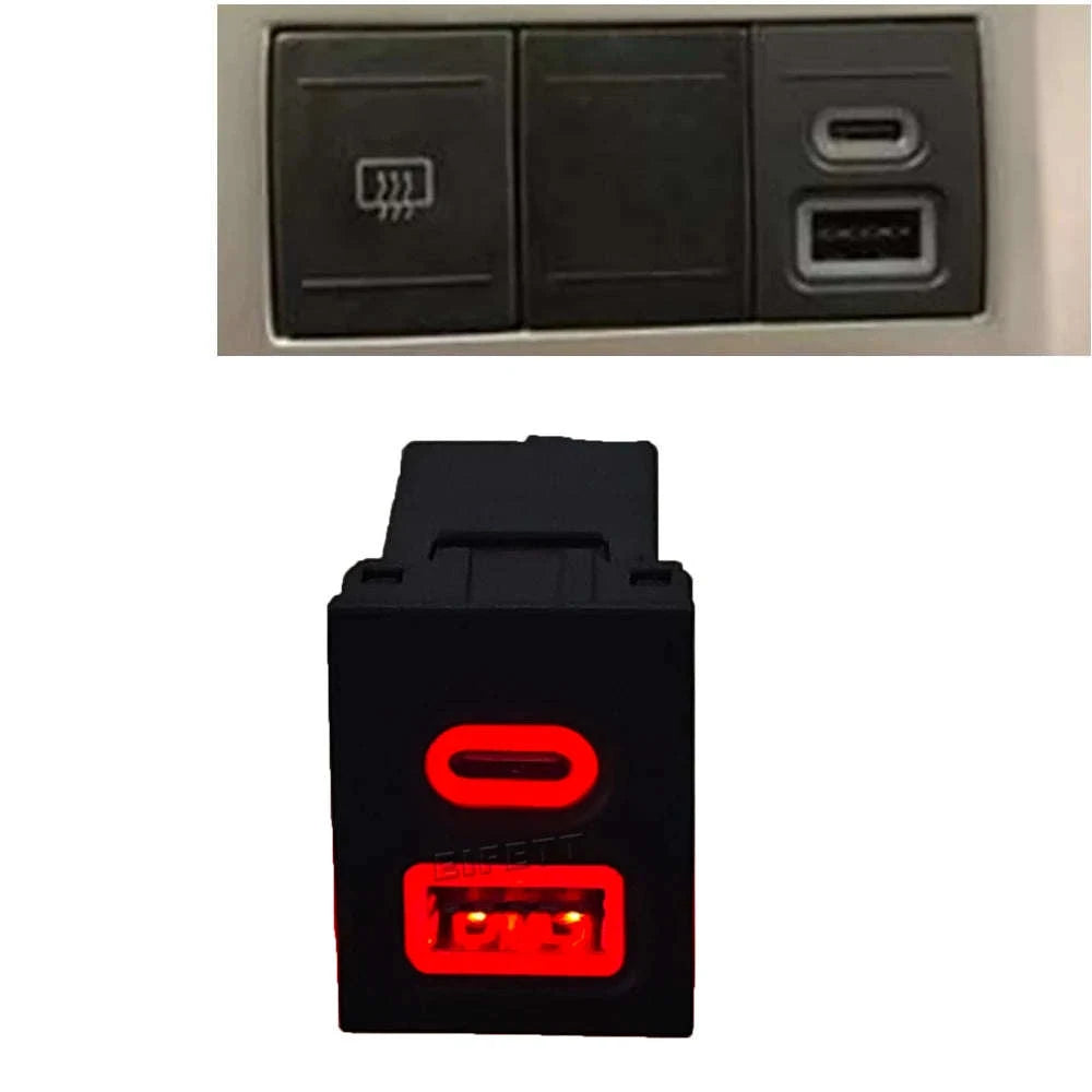 12V/24V Car Phone Charger Socket Double QC3.0 Type-C PD USB Charging Port Power Adapter 9N 9N3 2004-2011-USB and PD