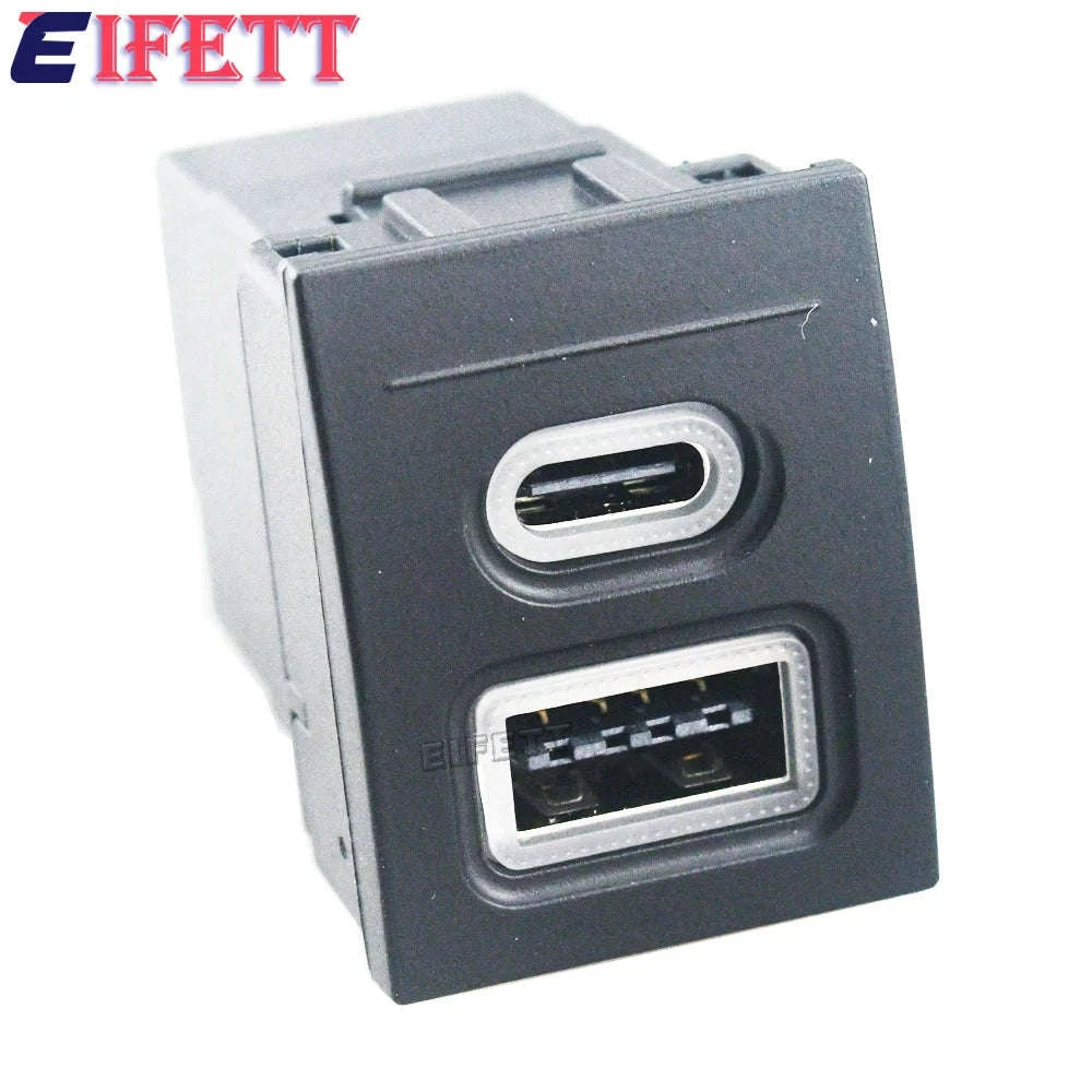 12V/24V Car Phone Charger Socket Double QC3.0 Type-C PD USB Charging Port Power Adapter 9N 9N3 2004-2011-USB and PD