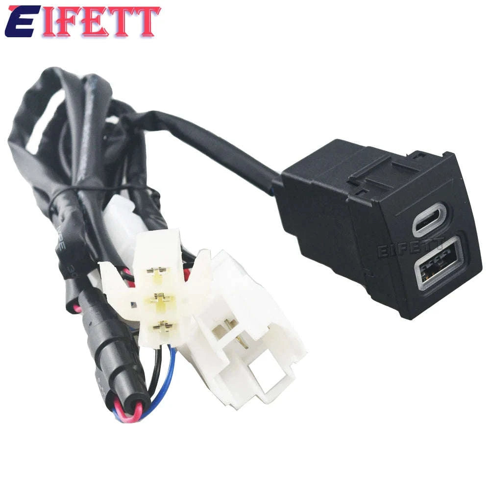12V/24V Car Phone Charger Socket Double QC3.0 Type-C PD USB Charging Port Power Adapter 9N 9N3 2004-2011-USB and PD