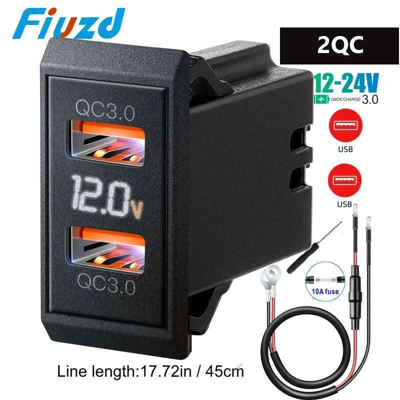 12V 24V Dual USB-C and USB-A Car Charger Socket 54W-AC / China Mainland