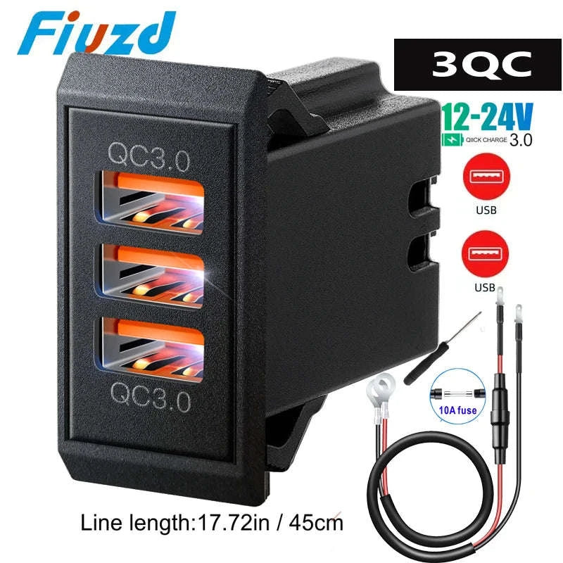 12V 24V Dual USB-C and USB-A Car Charger Socket 54W-AC / China Mainland