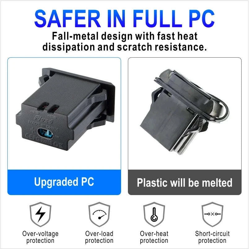 12V 24V Dual USB-C and USB-A Car Charger Socket 54W-AC / China Mainland