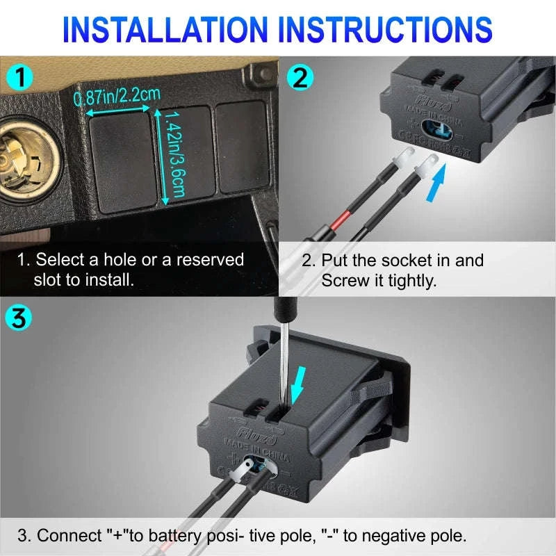 12V 24V Dual USB-C and USB-A Car Charger Socket 54W-AC / China Mainland