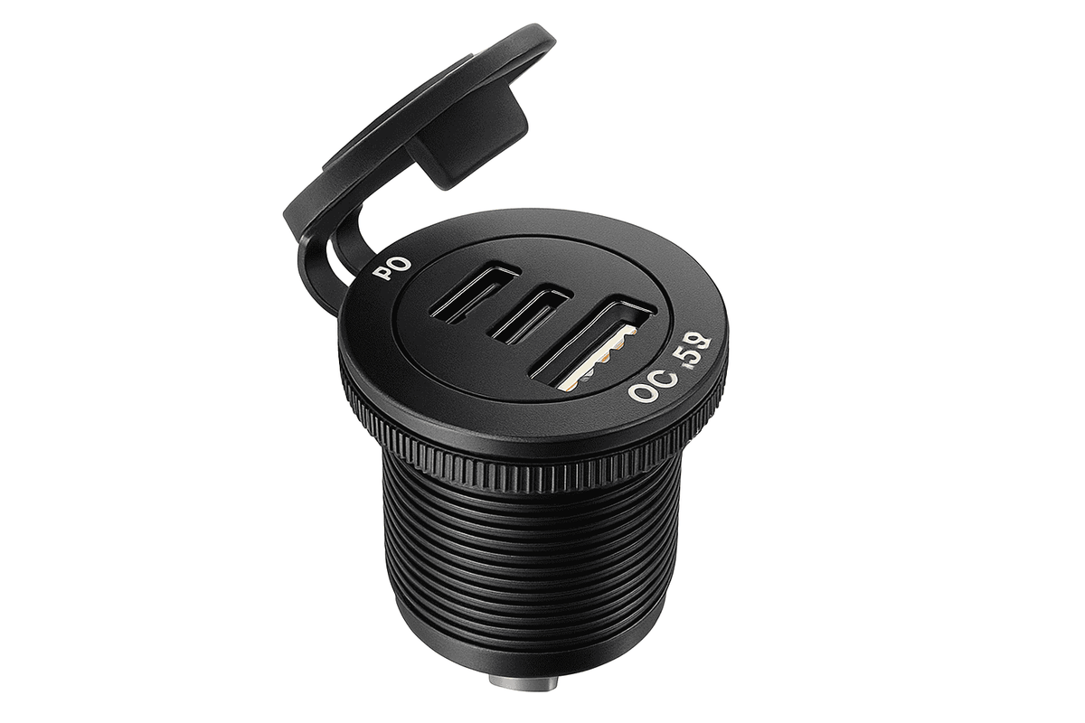 12V/24V Dual USB Fast Charger Socket with QC3.0 and PD-004 / China Mainland