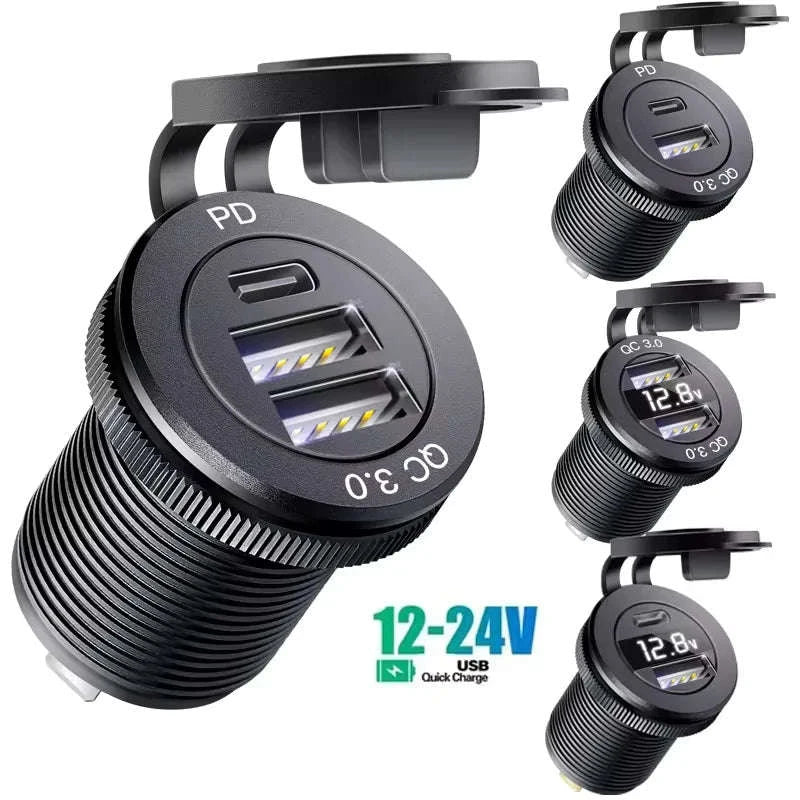 12V/24V Dual USB Fast Charger Socket with QC3.0 and PD-004 / China Mainland
