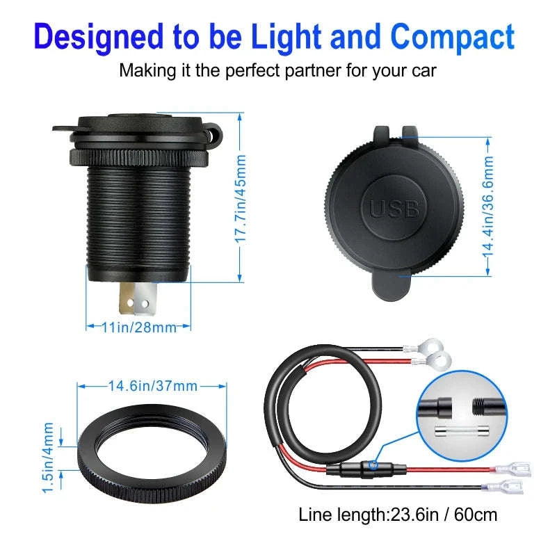 12V/24V Dual USB Fast Charger Socket with QC3.0 and PD-004 / China Mainland