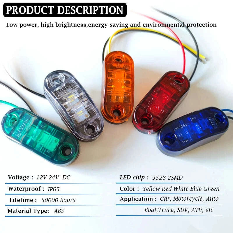 12V 24V LED Side Marker Lights for Truck Trailer-Blue / 20 Pieces