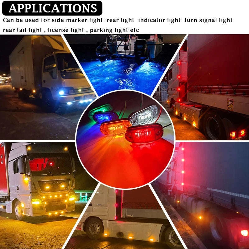 12V 24V LED Side Marker Lights for Truck Trailer-Blue / 20 Pieces