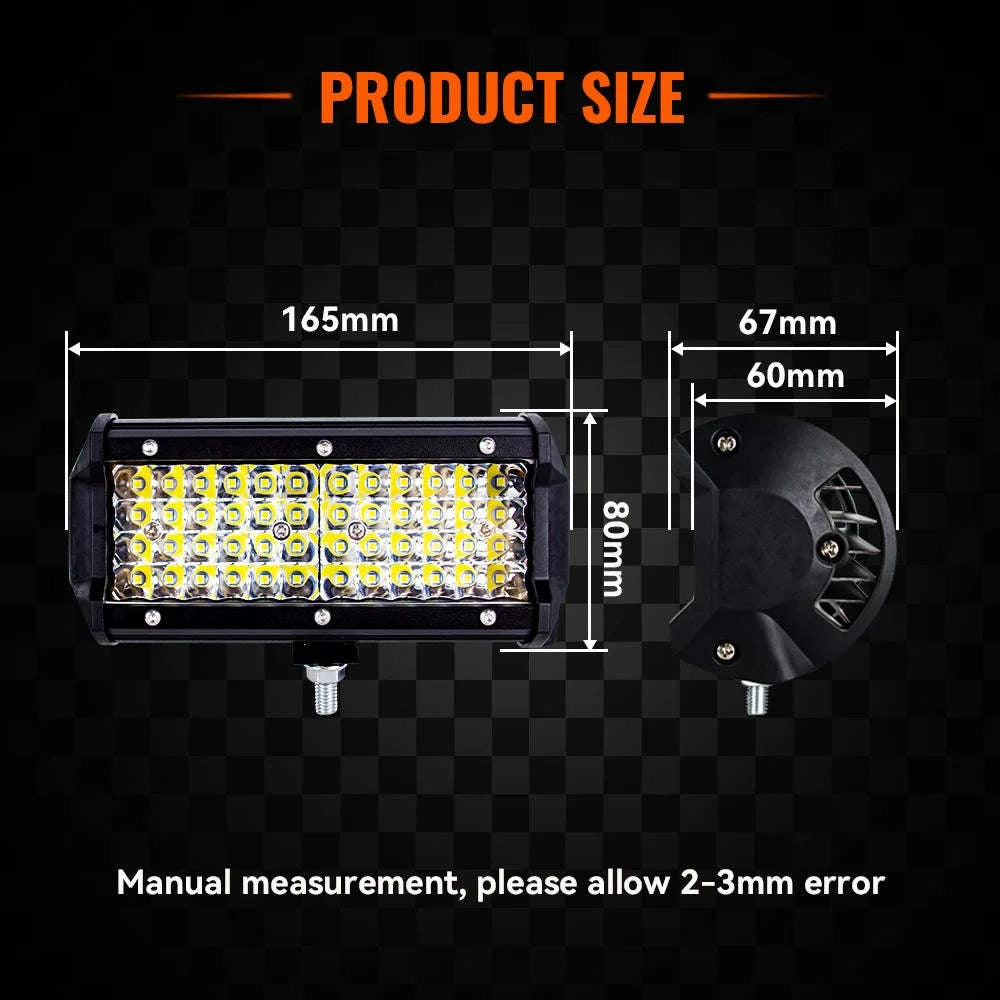 12V 24V LED Work Light Bar 4 Inch Square Offroad Light-1x 72w light