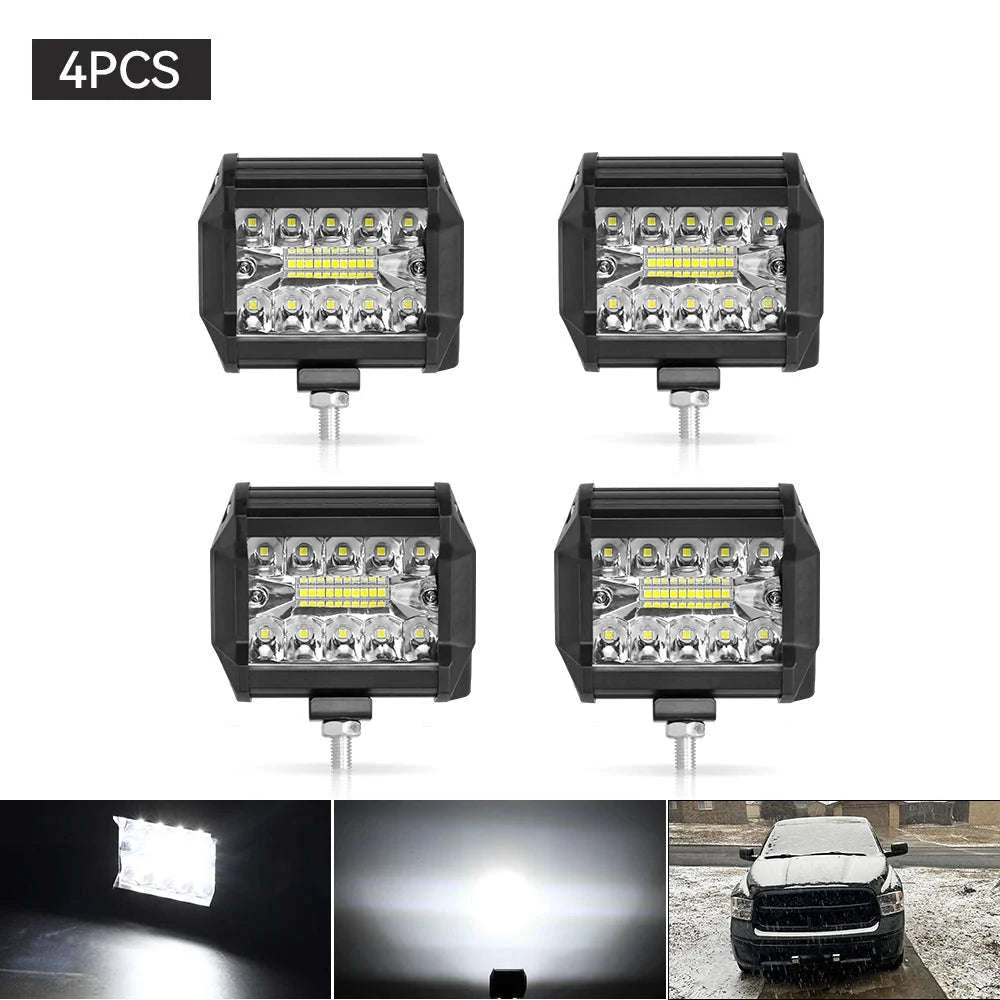 12V 24V LED Work Light Bar 4 Inch Square Offroad Light-1x 72w light