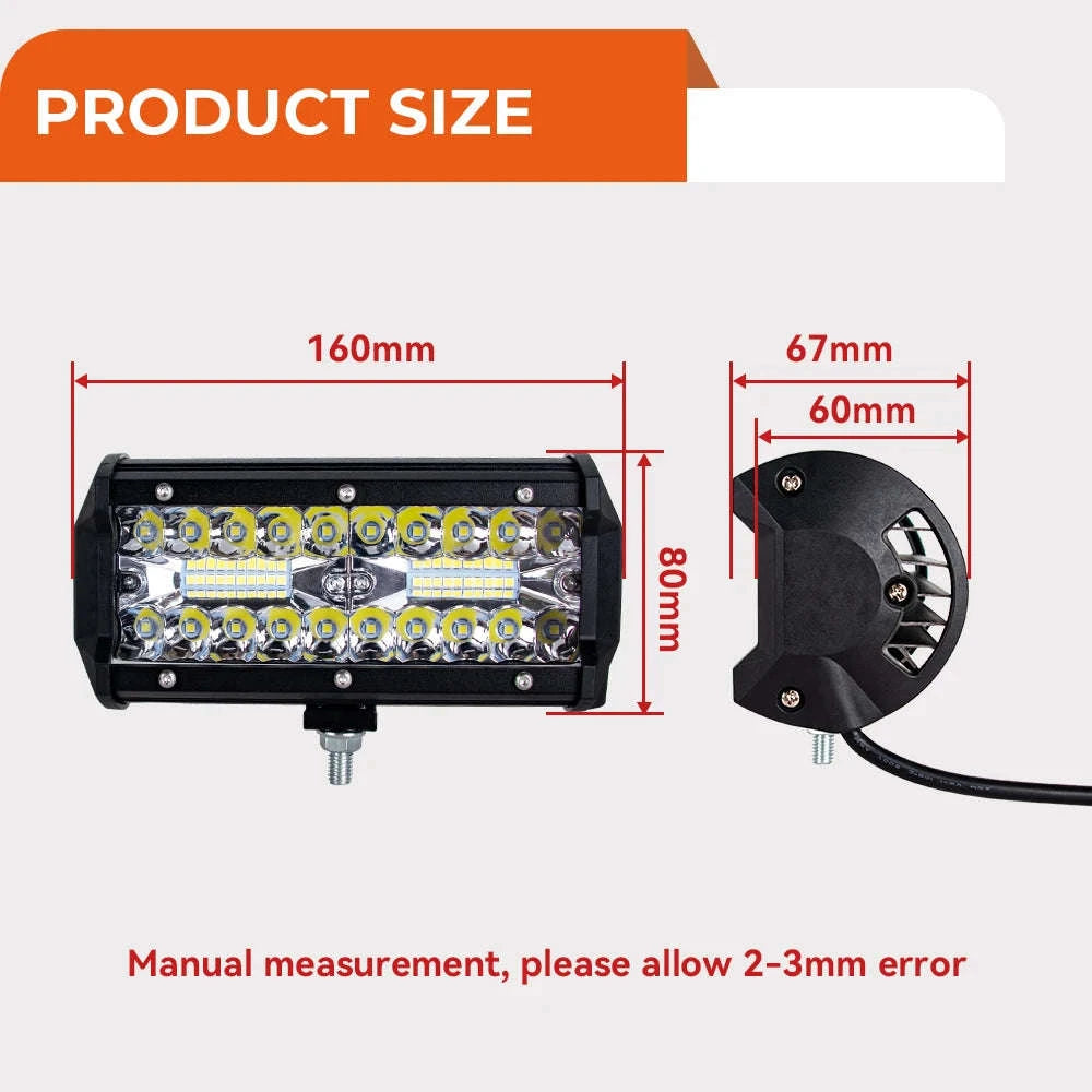 12V 24V LED Work Light Bar 4 Inch Square Offroad Light-1x 72w light