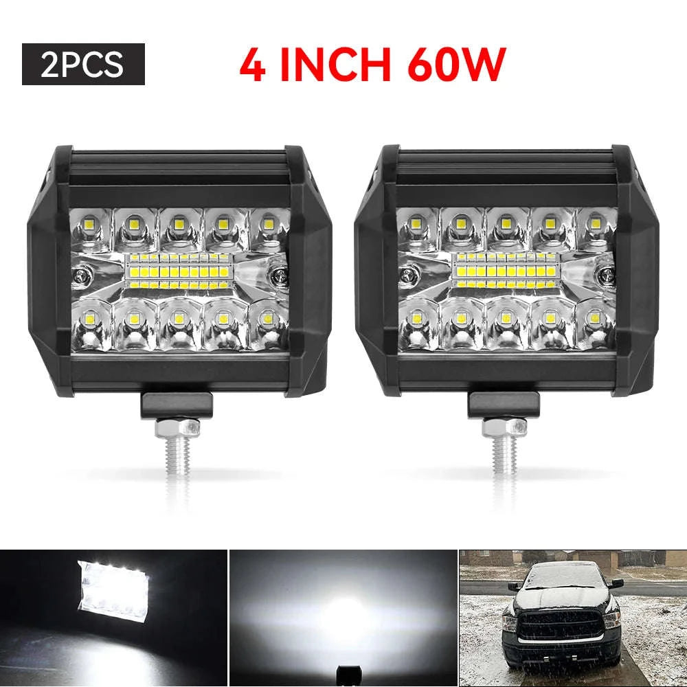 12V 24V LED Work Light Bar 4 Inch Square Offroad Light-1x 72w light