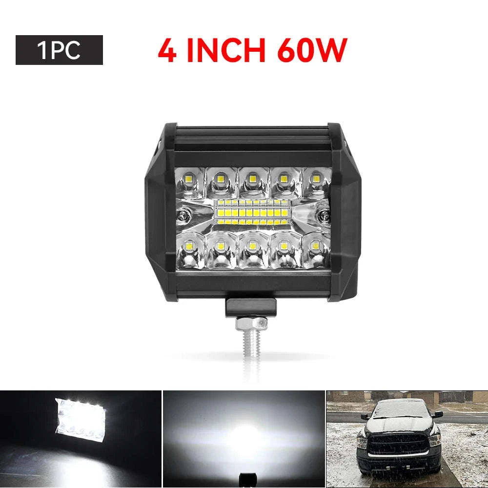 12V 24V LED Work Light Bar 4 Inch Square Offroad Light-1x 72w light