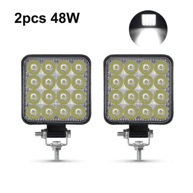 12V 24V LED Work Light Bar 42W Square Spotlight-10pcs 48W work light