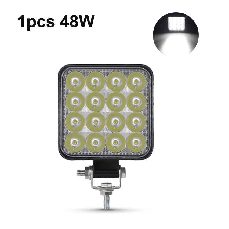 12V 24V LED Work Light Bar 42W Square Spotlight-10pcs 48W work light