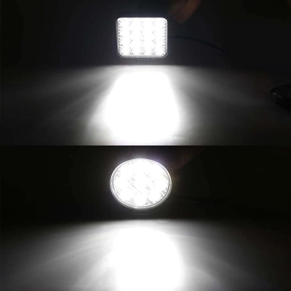 12V 24V LED Work Light Bar 42W Square Spotlight-10pcs 48W work light