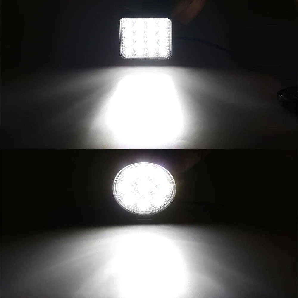 12V 24V LED Work Light Bar 42W Square Spotlight-10pcs 48W work light