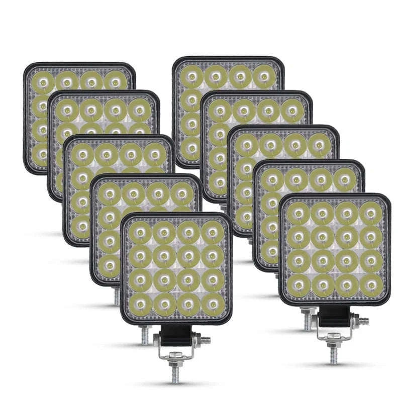 12V 24V LED Work Light Bar 42W Square Spotlight-10pcs 48W work light