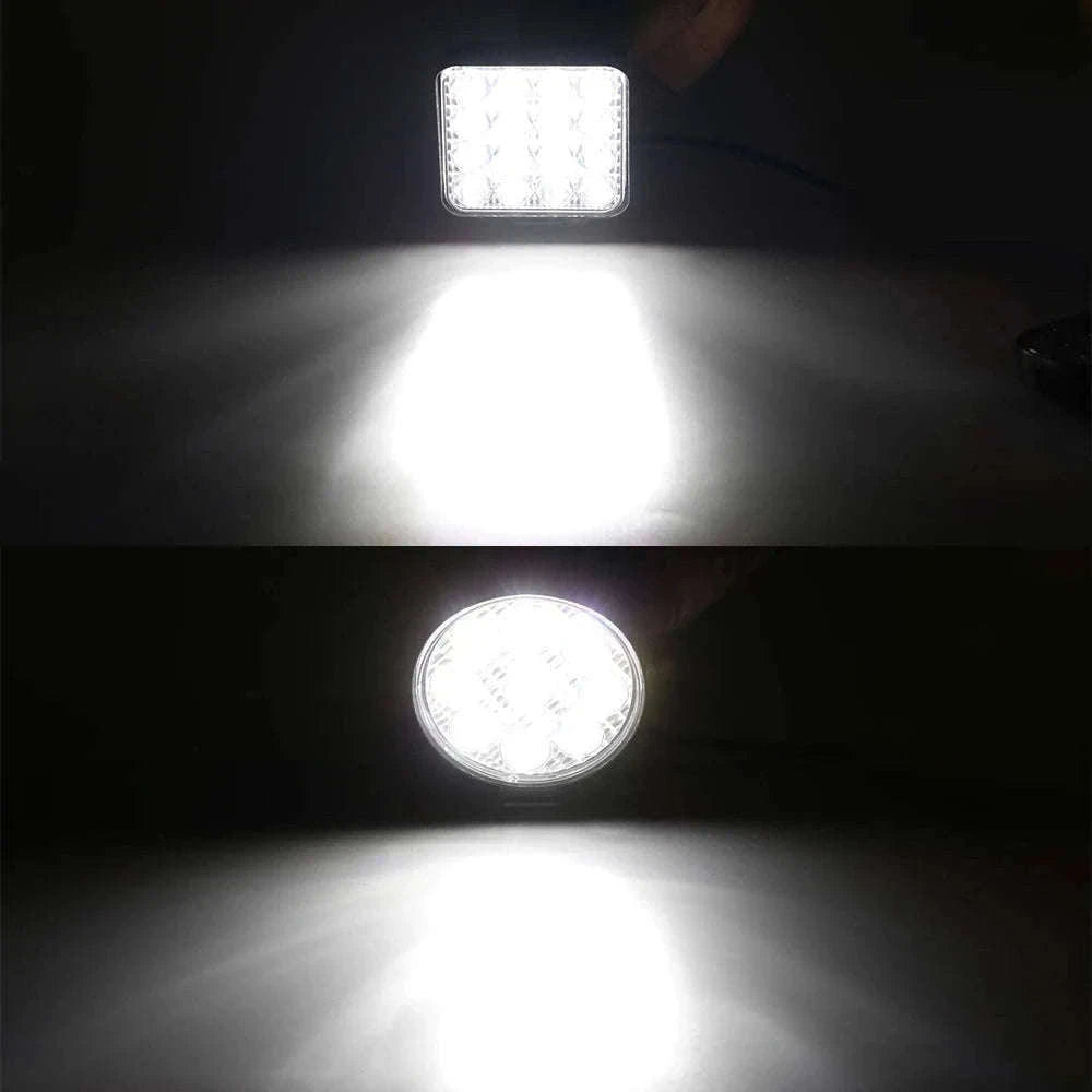 12V 24V LED Work Light Bar 42W Square Spotlight-10pcs 48W work light