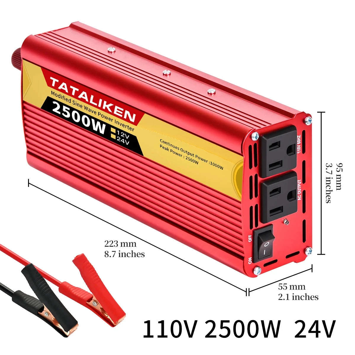 12V/24V Power Inverter 600W-2500W AC 110V Universal Socket-12V 1500W 110V 60HZ