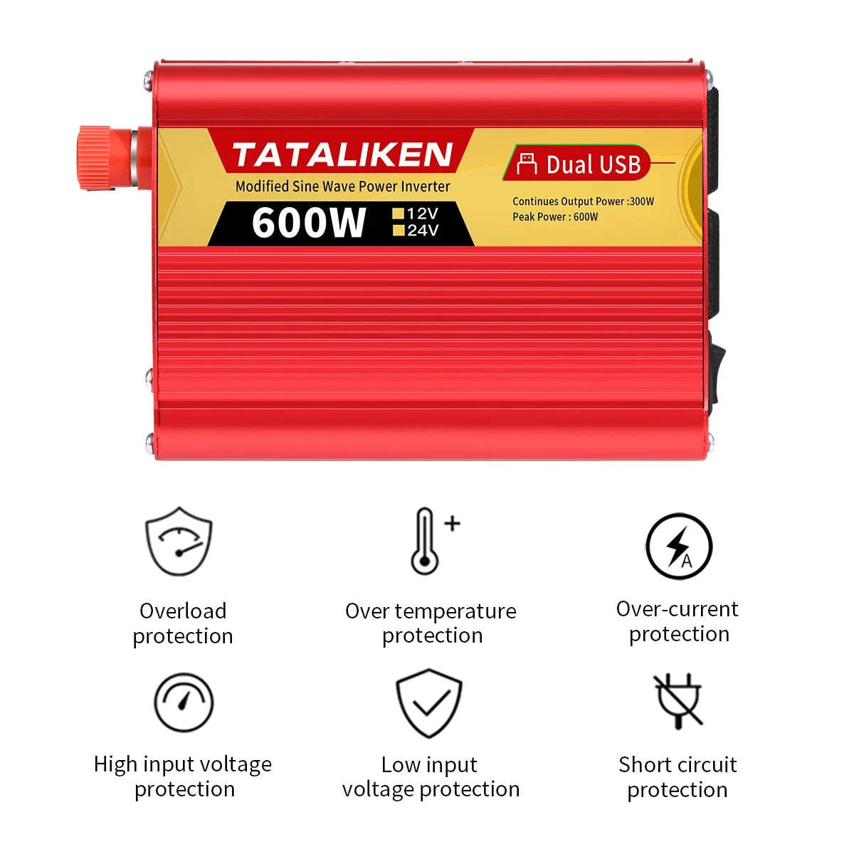 12V/24V Power Inverter 600W-2500W AC 110V Universal Socket-12V 1500W 110V 60HZ