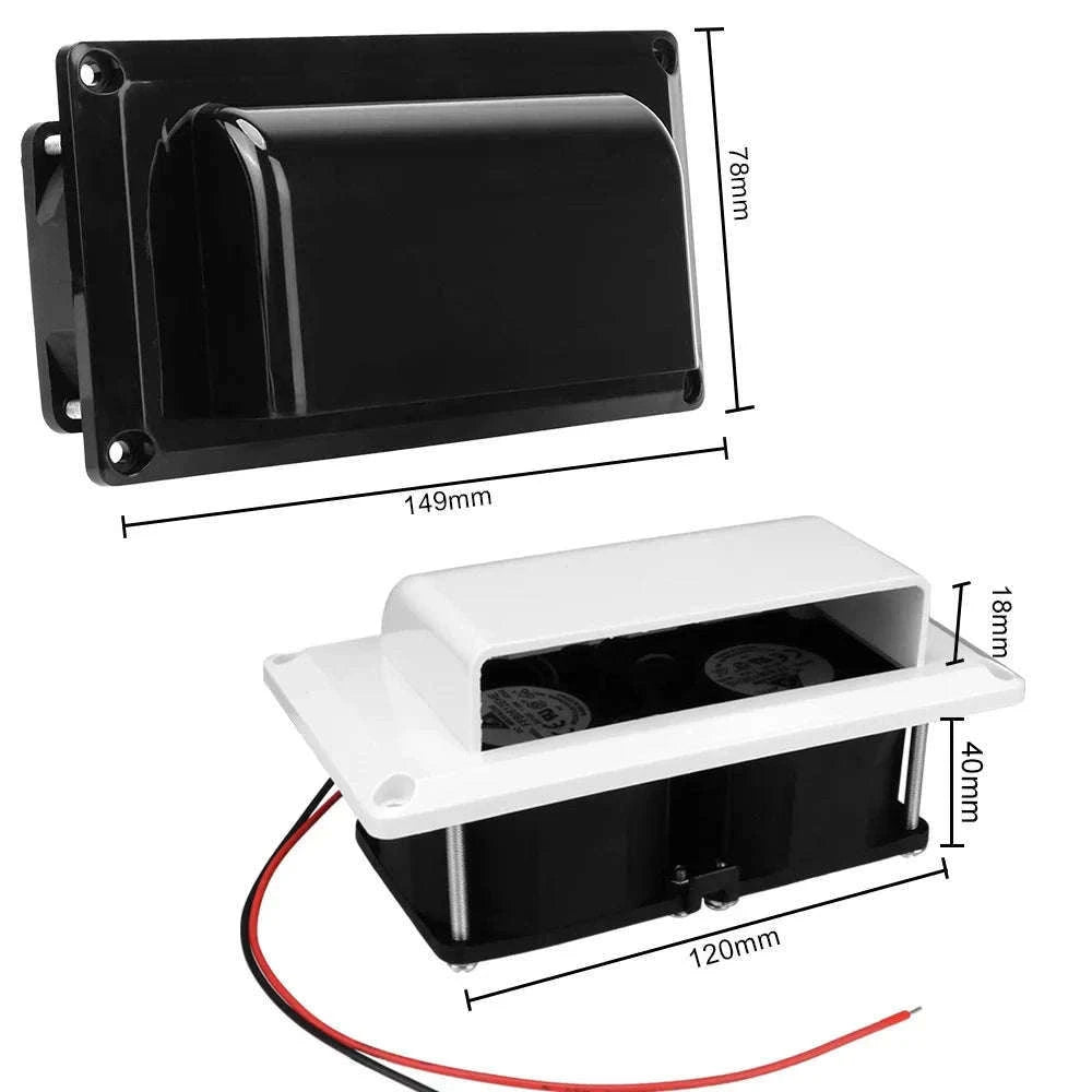 12V 25W Caravan Side Air Vent Exhaust Fan Kit-black