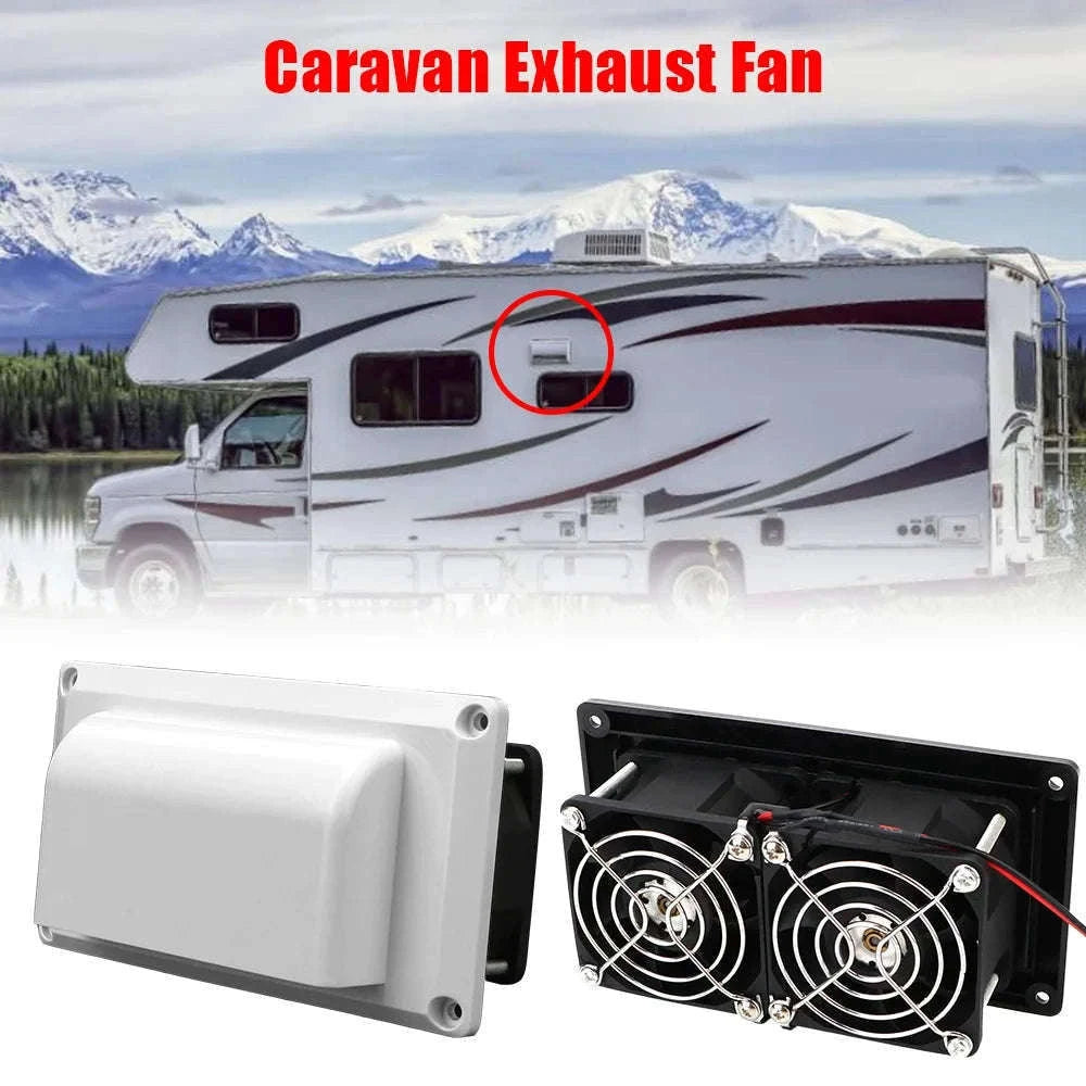 12V 25W Caravan Side Air Vent Exhaust Fan Kit-black