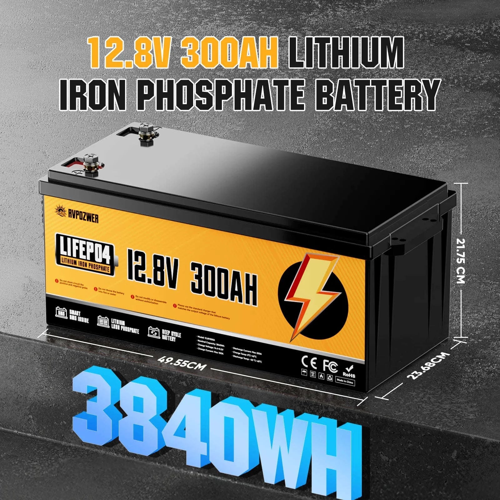 12V 300Ah LiFePO4 Battery Pack 3840Wh with Smart BMS-12V 300Ah / United Kingdom