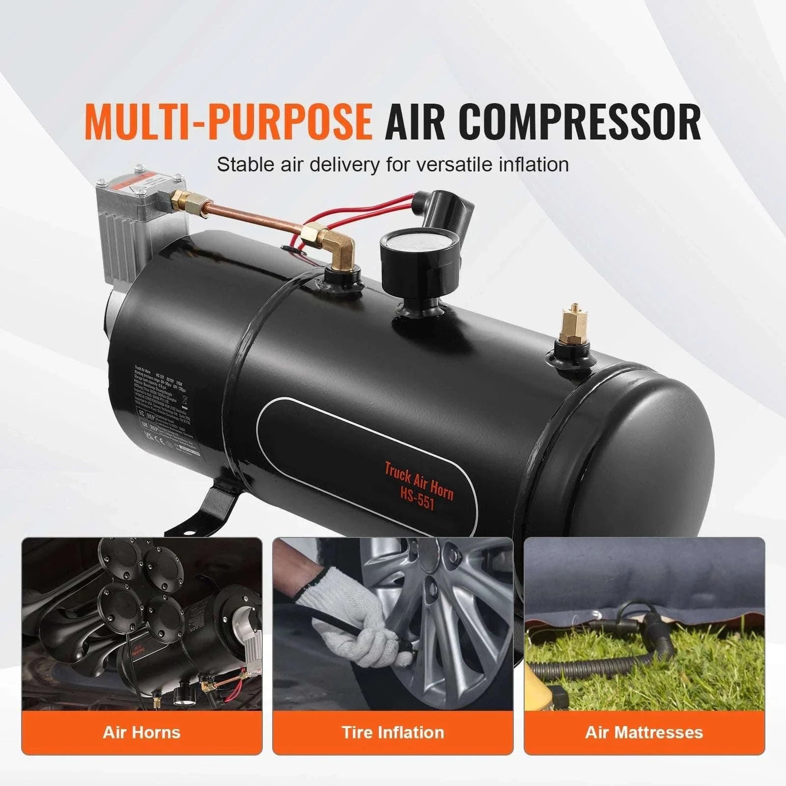 12V Air Compressor Kit with 0.8 Gallon Tank 90–120 PSI System-12V3L / GERMANY