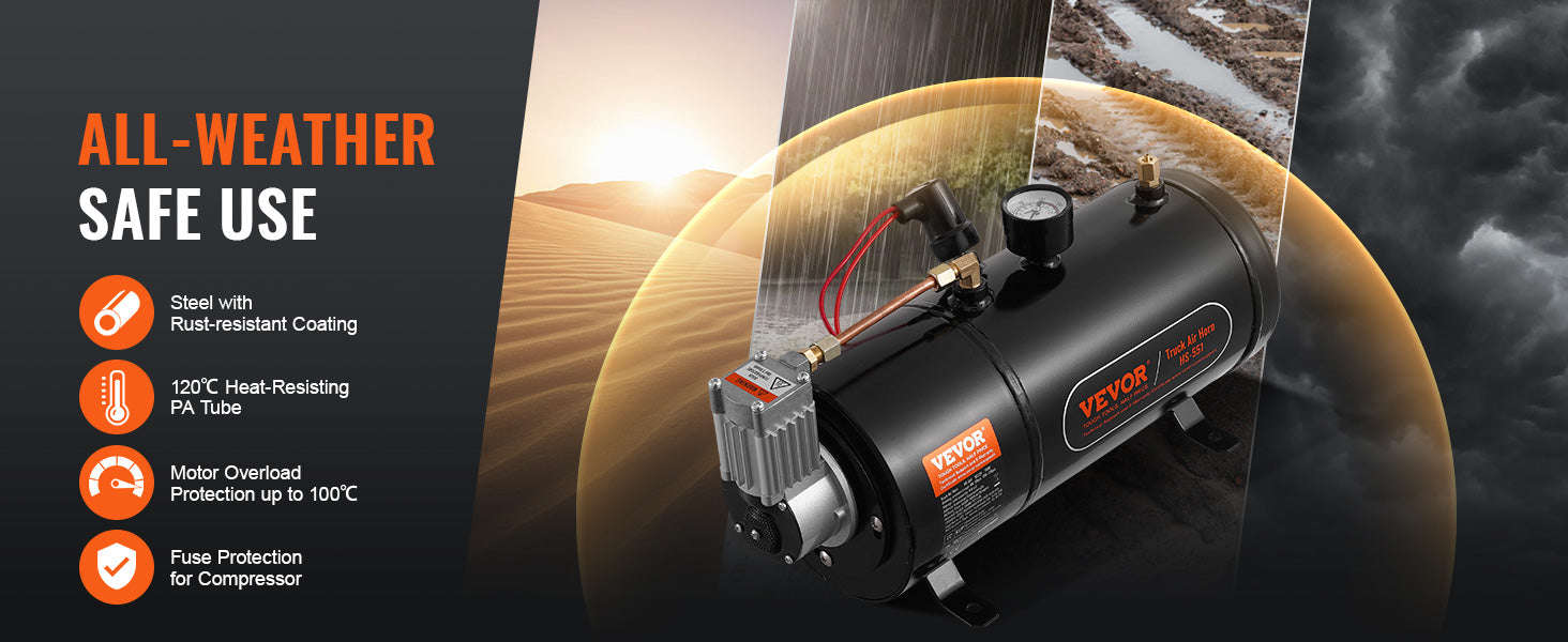 12V Air Compressor with Tank 0.8 Gal/3L 120 PSI-12V3L / United States