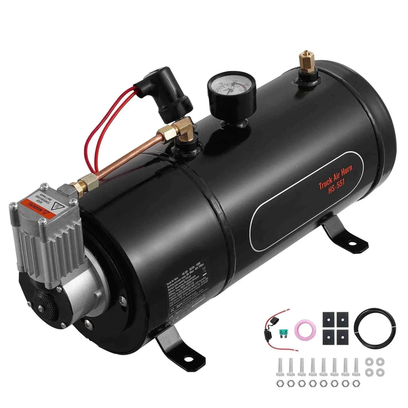 12V Air Compressor with Tank 0.8 Gal/3L 120 PSI-12V3L / United States