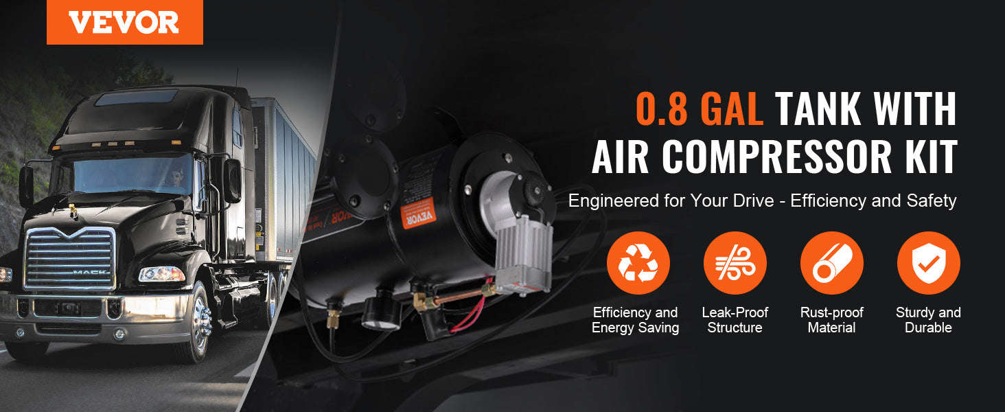12V Air Compressor with Tank 0.8 Gal/3L 120 PSI-12V3L / United States