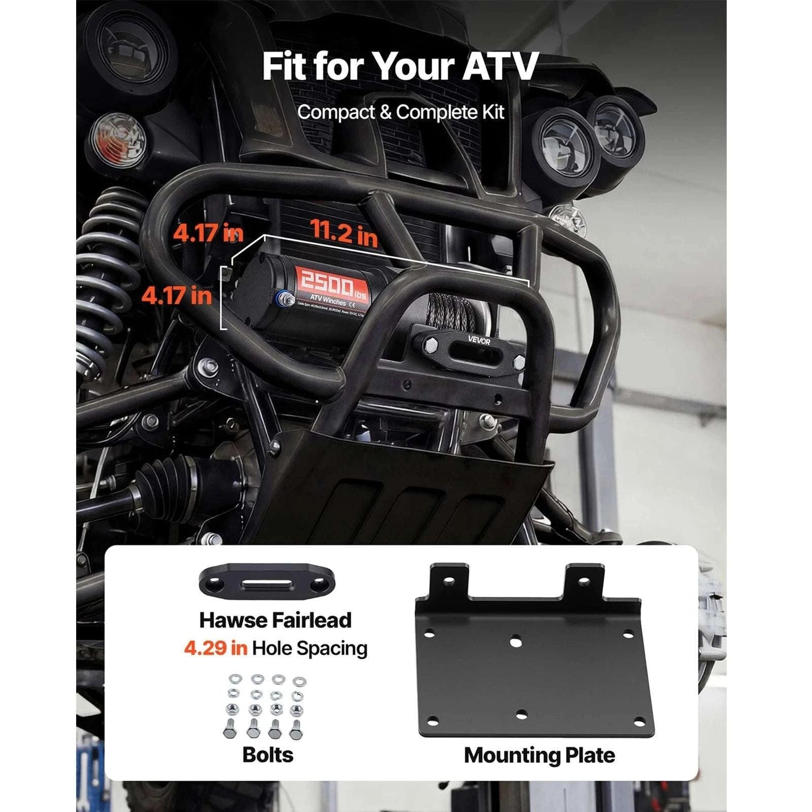 12V ATV Winch 2500–3500lbs with Synthetic Rope & Wired Remote-2500 lbs 39ft / United States